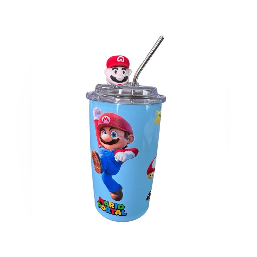 Super Mario Blue Tumbler with Straw